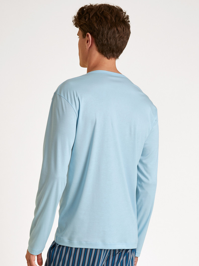 Cascade Blue Calida Rmx Sleep Leisure Shirt Long Sleeve Men Loungewear | YWAEM-5912