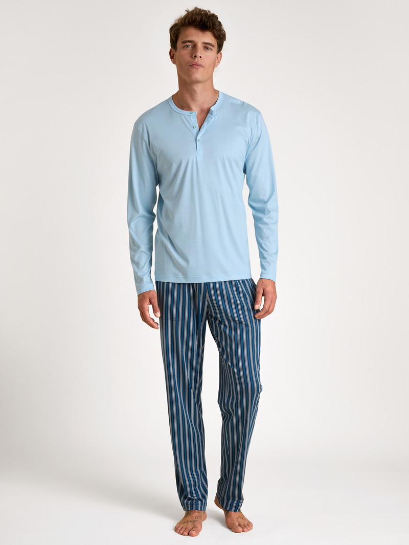 Cascade Blue Calida Rmx Sleep Leisure Shirt Long Sleeve Men Loungewear | YWAEM-5912