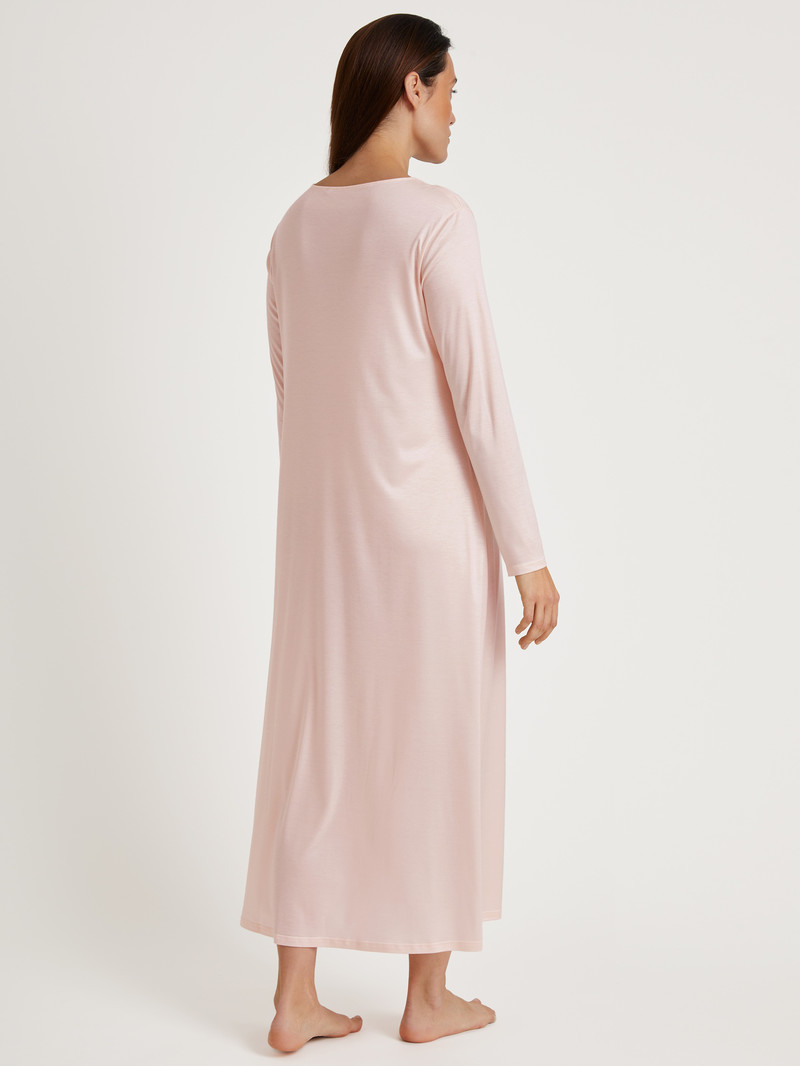 Creole Pink Calida Lace Nights Long-sleeved Nightdress, Length 125 Cm Women Sleepwear | MGDOA-6931