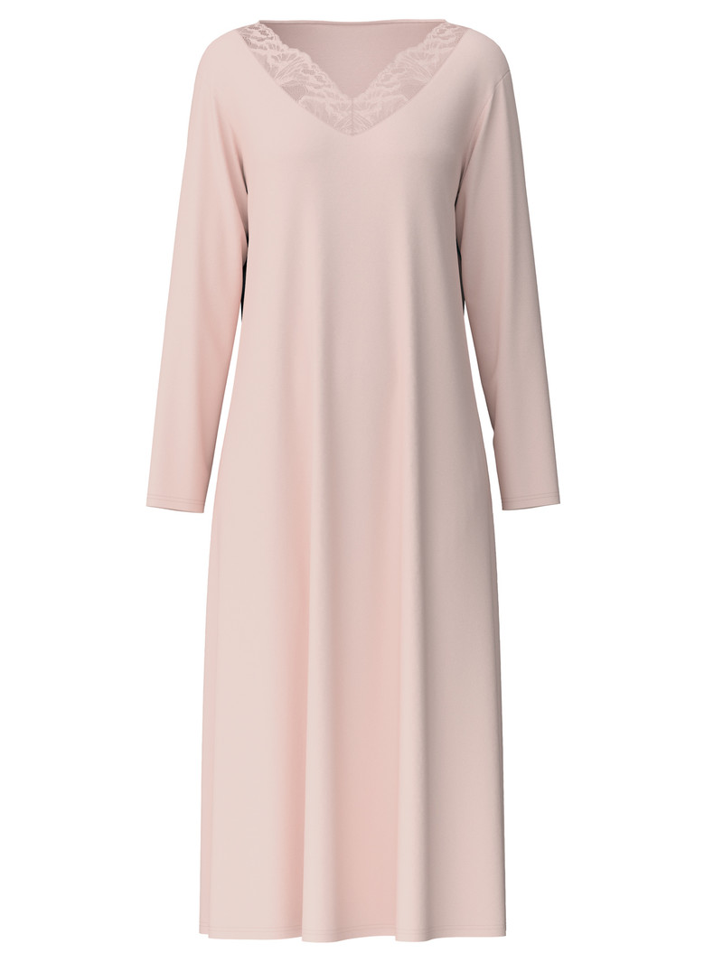 Creole Pink Calida Lace Nights Long-sleeved Nightdress, Length 125 Cm Women Sleepwear | MGDOA-6931