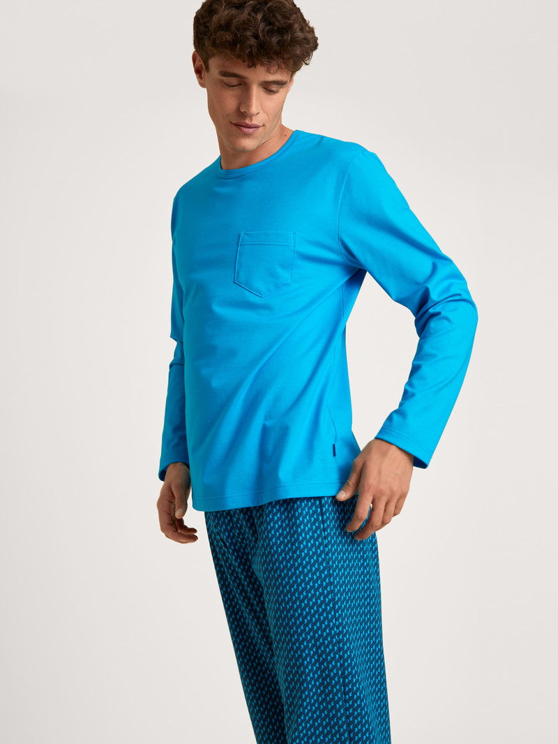 Danube Blue Calida Relax Imprint 1 Pyjama Men Sleepwear | RNXDA-7648