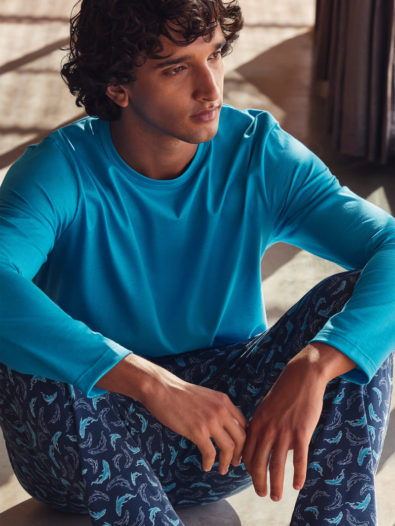 Danube Blue Calida Rmx Sleep Leisure Pants Men Sleepwear | DZMIK-3547