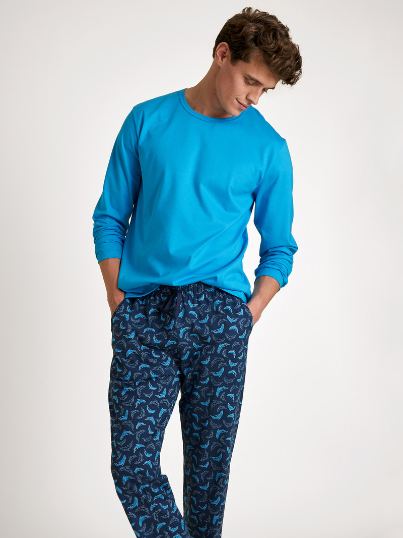 Danube Blue Calida Rmx Sleep Leisure Pants Men Sleepwear | DZMIK-3547