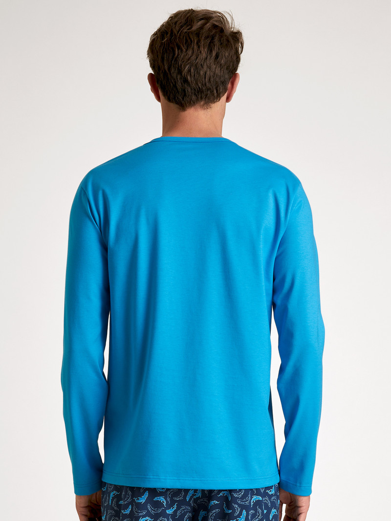 Danube Blue Calida Rmx Sleep Leisure Shirt Long Sleeve Men Loungewear | ZRAGY-3098