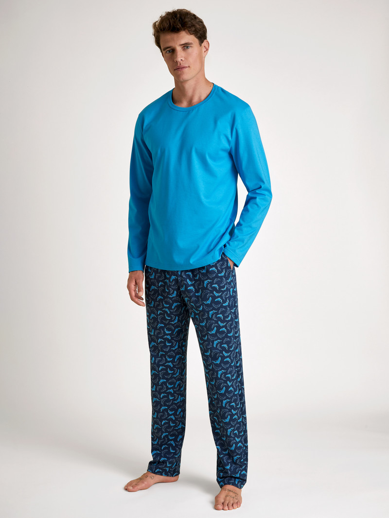 Danube Blue Calida Rmx Sleep Leisure Shirt Long Sleeve Men Loungewear | ZRAGY-3098