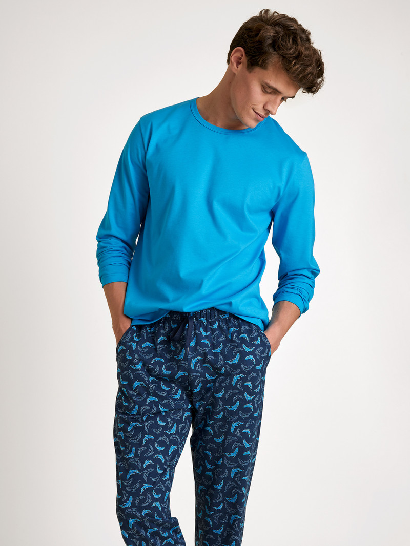 Danube Blue Calida Rmx Sleep Leisure Shirt Long Sleeve Men Loungewear | ZRAGY-3098