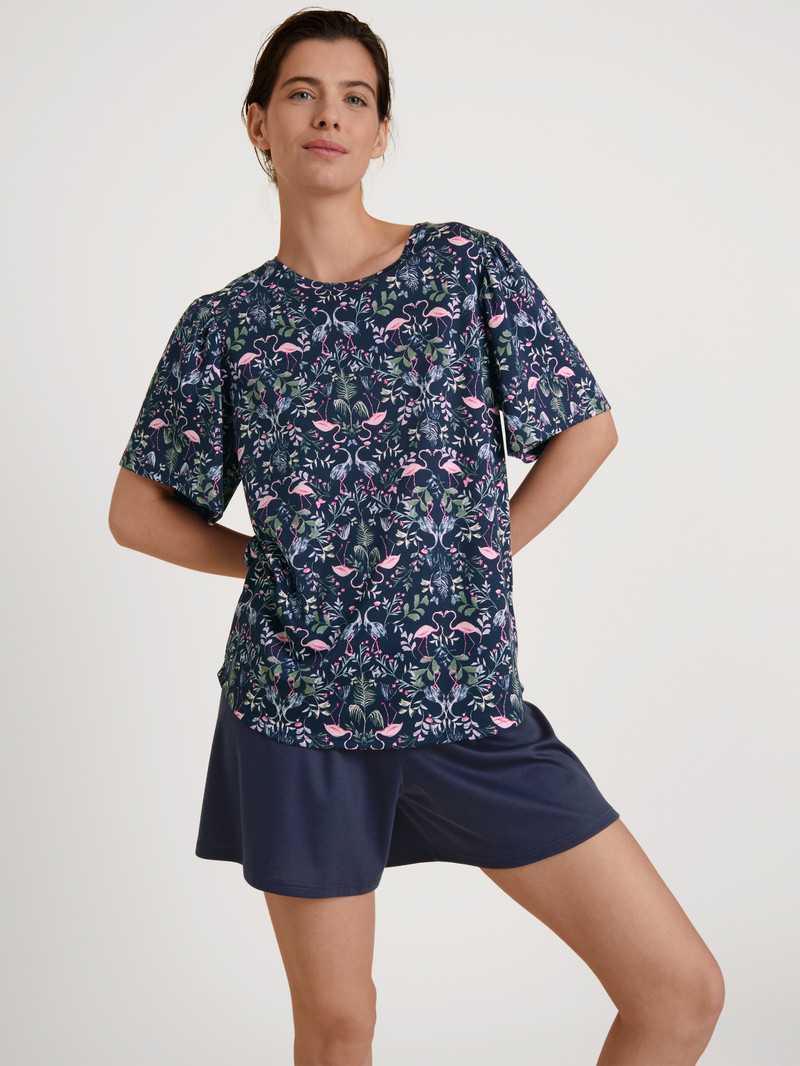 Dark Blue Calida Flamingo Dreams Short Pyjama Women Sleepwear | ENYPZ-1678