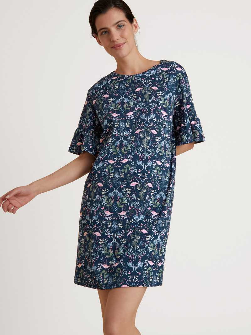 Dark Blue Calida Flamingo Dreams Sleepshirt, Length 90cm Women Summer Oufits | AZUKY-1804