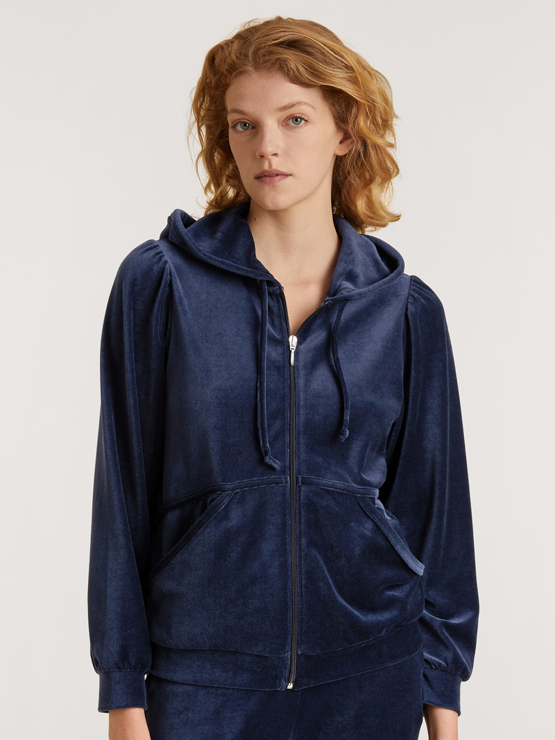 Dark Blue Calida Lounge Space Sweatshirt With Hood Women Loungewear | VQMNK-3845