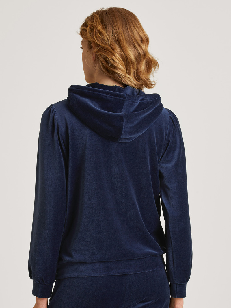 Dark Blue Calida Lounge Space Sweatshirt With Hood Women Loungewear | VQMNK-3845