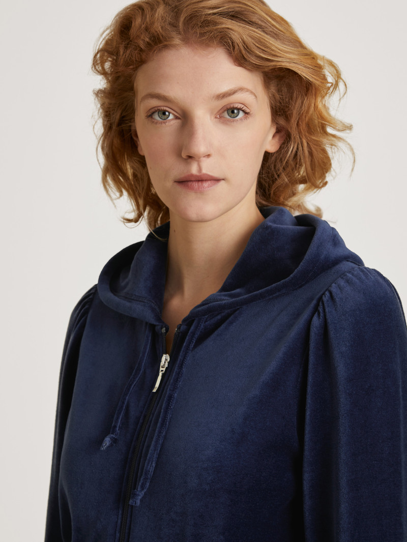 Dark Blue Calida Lounge Space Sweatshirt With Hood Women Loungewear | VQMNK-3845