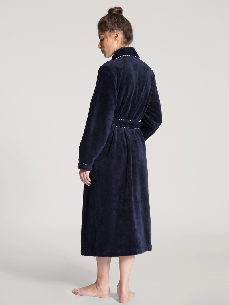 Dark Lapis Blue Calida Cosy Shower Bathrobe Women Bathrobes | PRDBL-4789