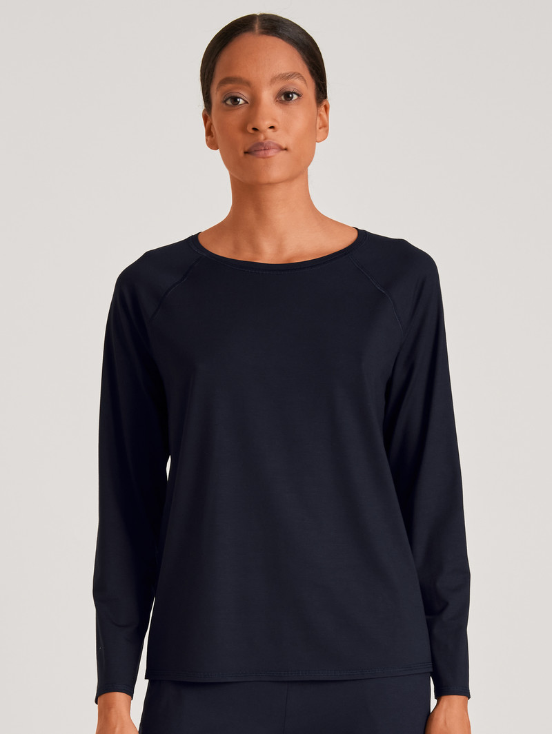 Dark Lapis Blue Calida Dsw Balancing Shirt Long-sleeve Women Sleepwear | QNPAG-7861