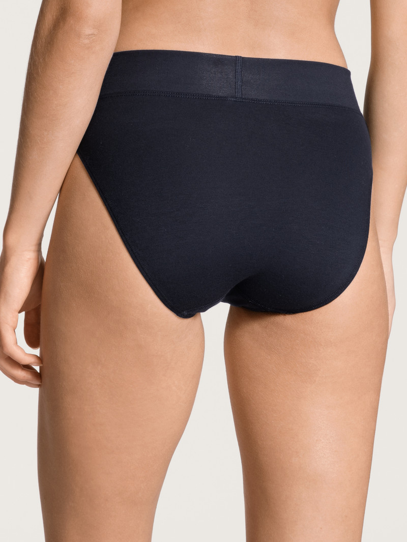 Dark Lapis Blue Calida Elastic Brief, High Waist Women Yoga | EDGNI-3570