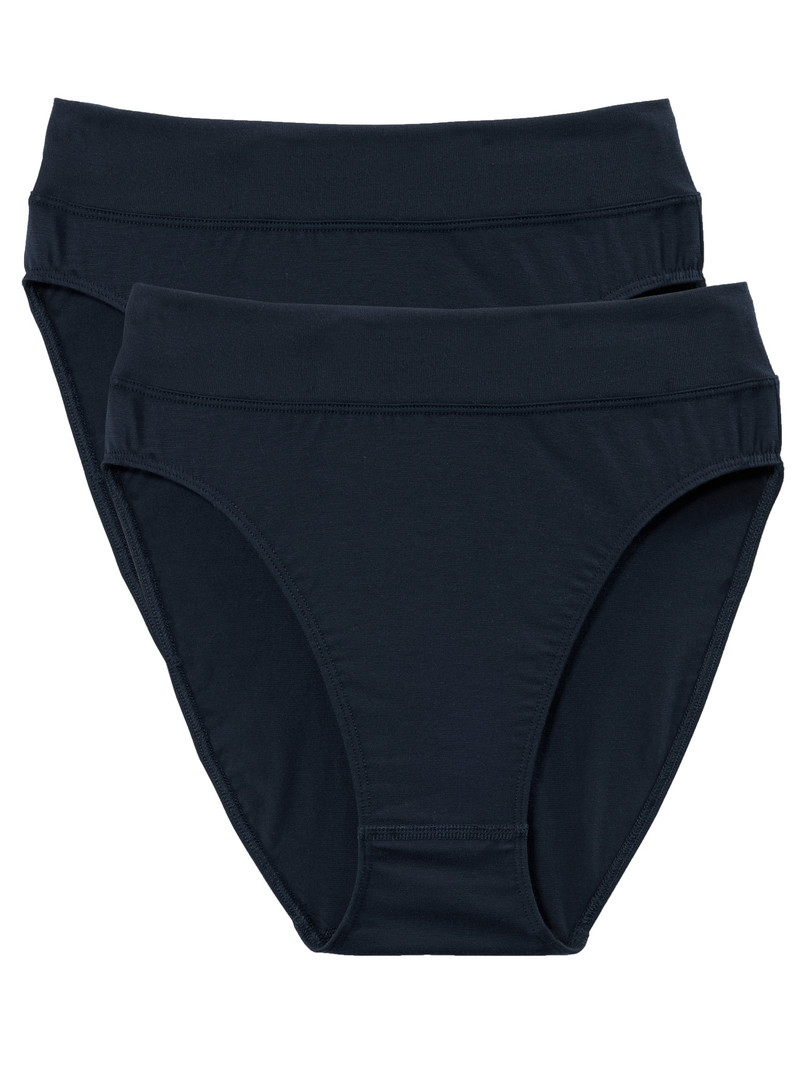 Dark Lapis Blue Calida Elastic Brief With Soft Waistband In Double Pack, High Waist Women Yoga | UTCBP-4506