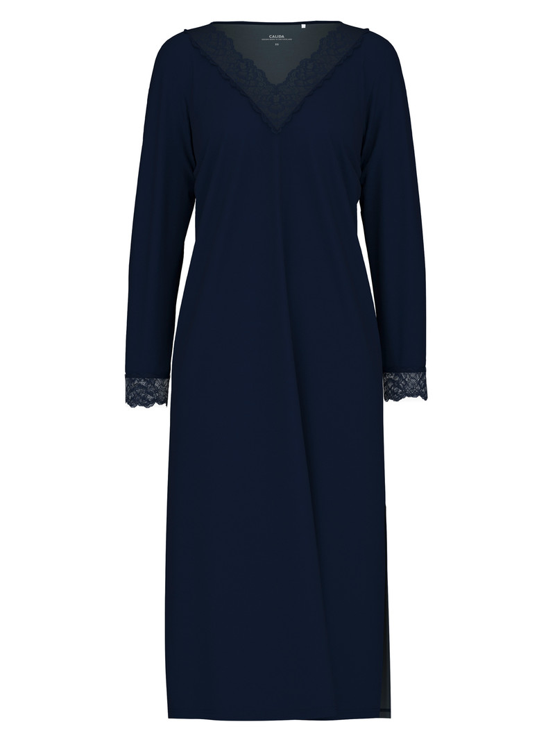 Dark Lapis Blue Calida Elegant Dreams Long-sleeved Nightdress Women Sleepwear | OTJNS-8430