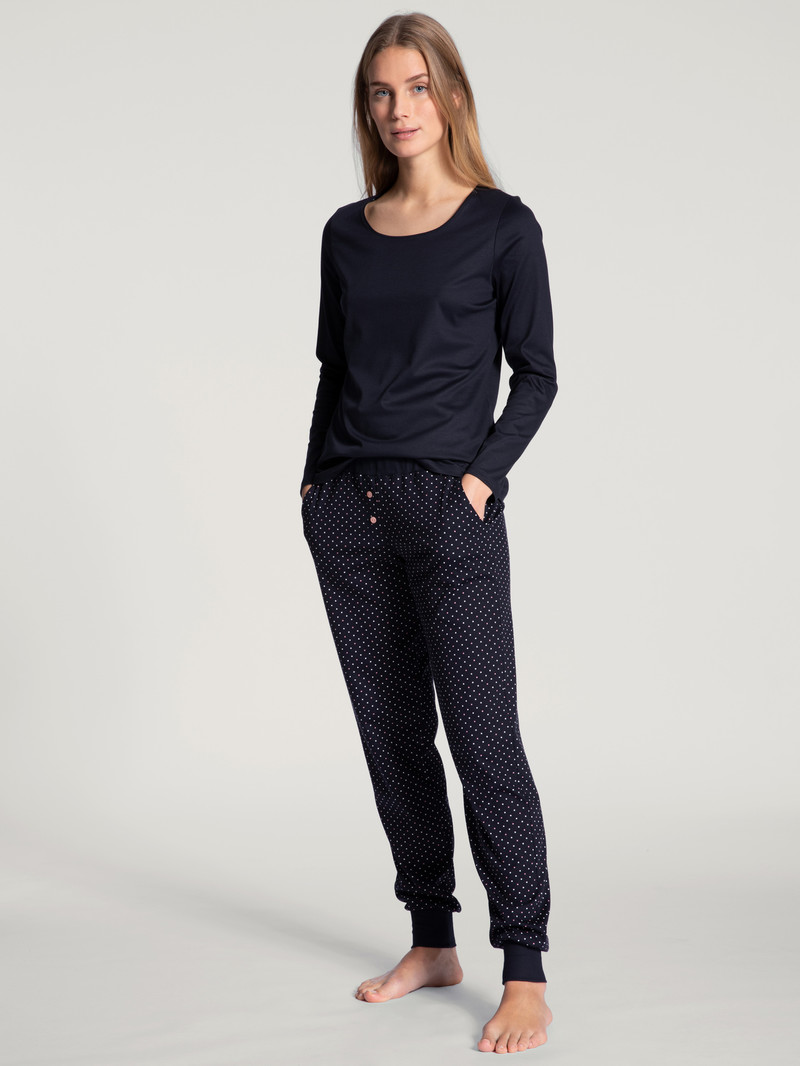 Dark Lapis Blue Calida Favourites Dreams Pants With Cuff Women Sleepwear | EFBPA-4908