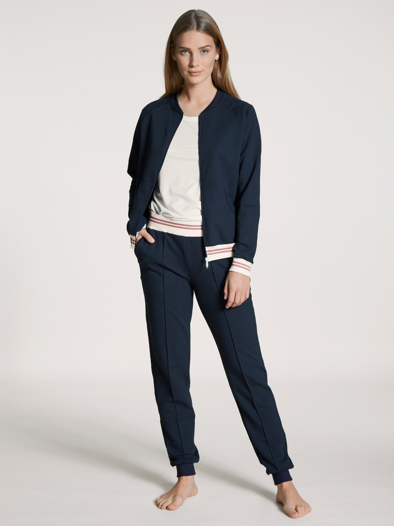 Dark Lapis Blue Calida Favourites Lounge Jacket Women Yoga | WKTUC-6385