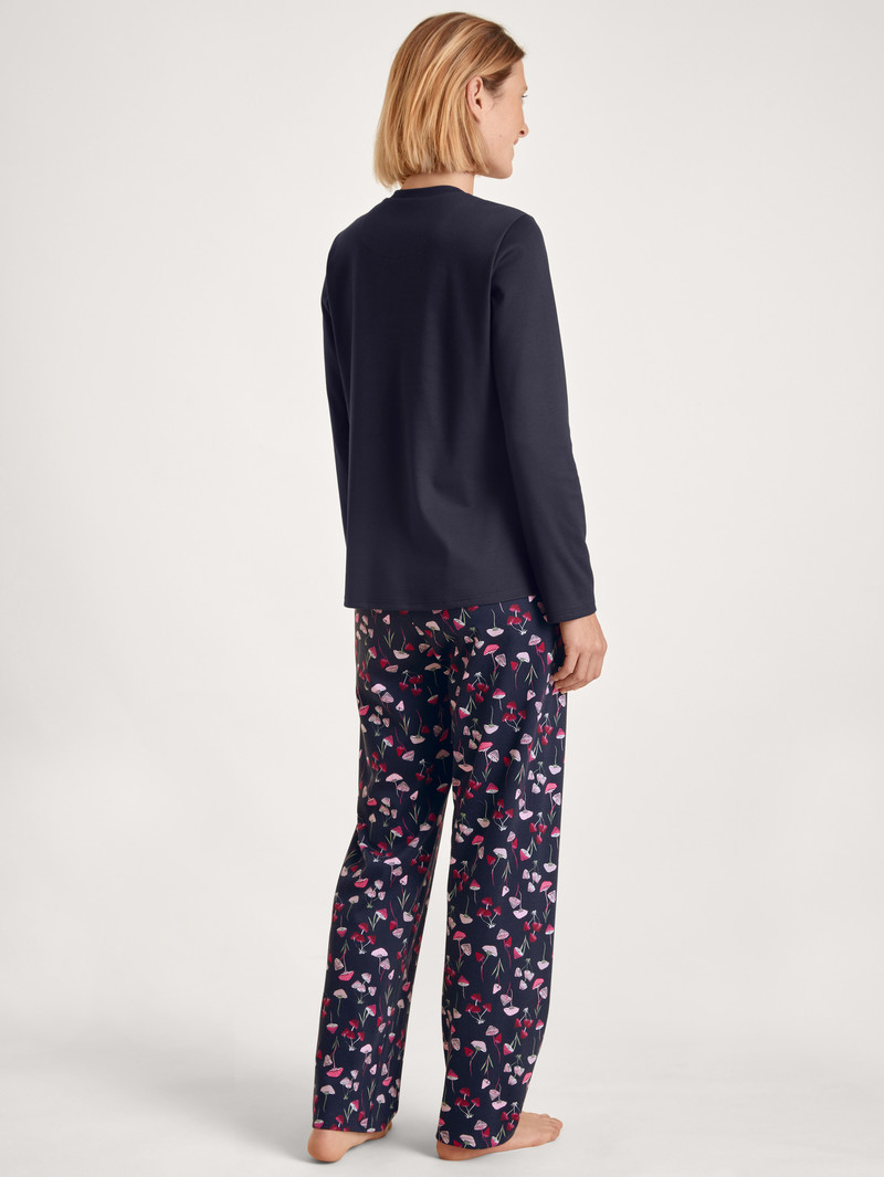 Dark Lapis Blue Calida Midnight Mushrooms Pyjama Women Sleepwear | WTEYC-0973