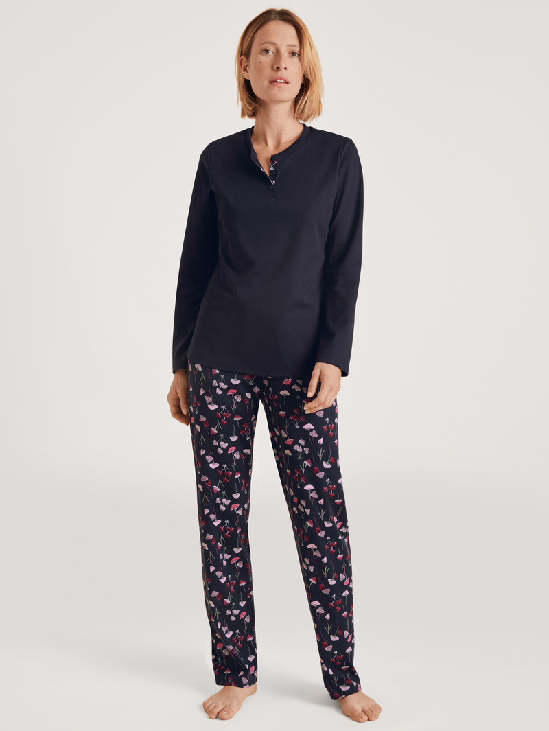 Dark Lapis Blue Calida Midnight Mushrooms Pyjama Women Sleepwear | WTEYC-0973