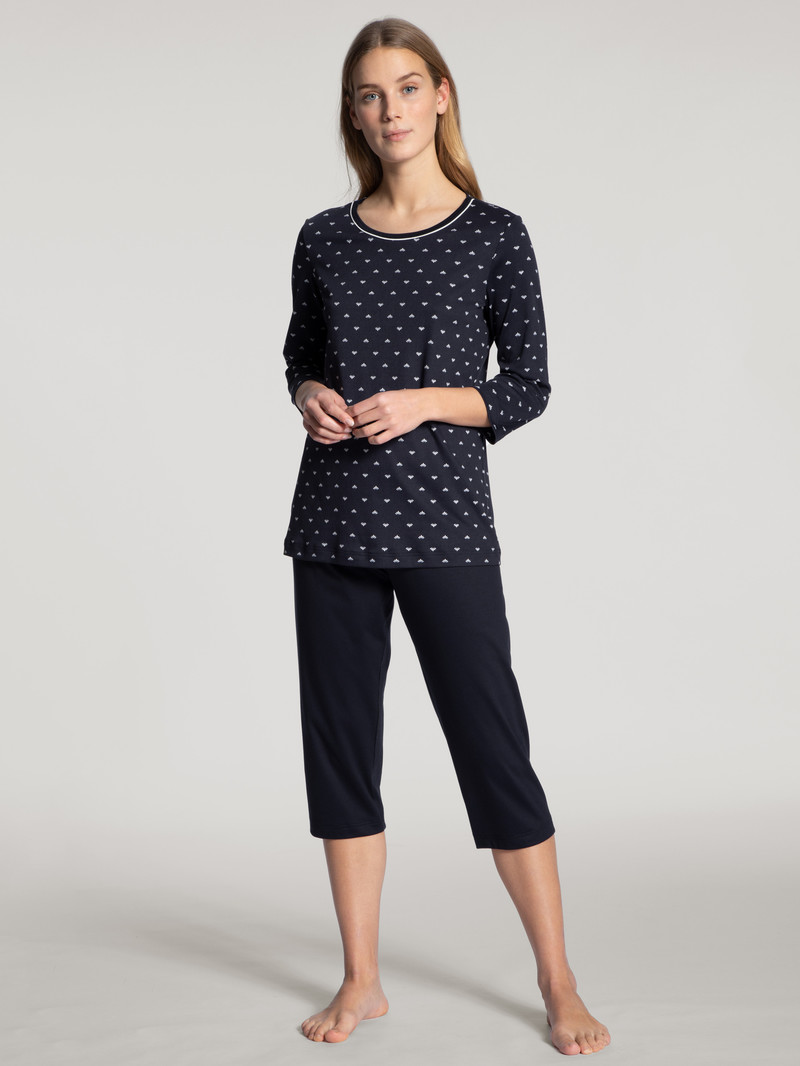 Dark Lapis Blue Calida Night Lovers 3/4 Pyjama Women Sleepwear | AOTSH-1069