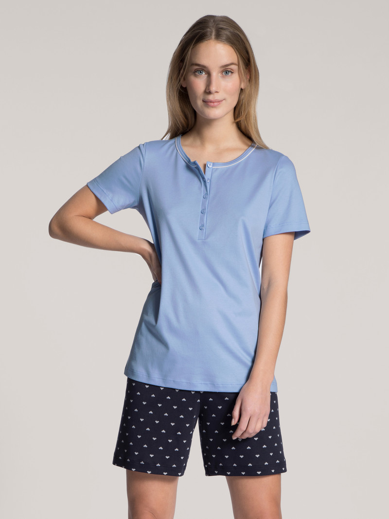 Dark Lapis Blue Calida Night Lovers Short Pyjama Women Sleepwear | OIRWK-5364