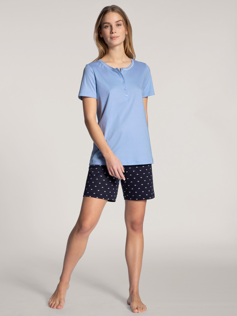 Dark Lapis Blue Calida Night Lovers Short Pyjama Women Sleepwear | OIRWK-5364