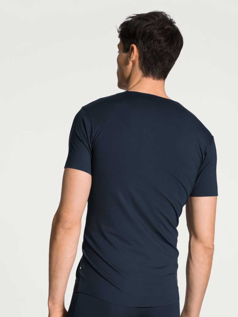 Dark Sapphire Calida Clean Line V-shirt Men Underwear | MHYXR-7542