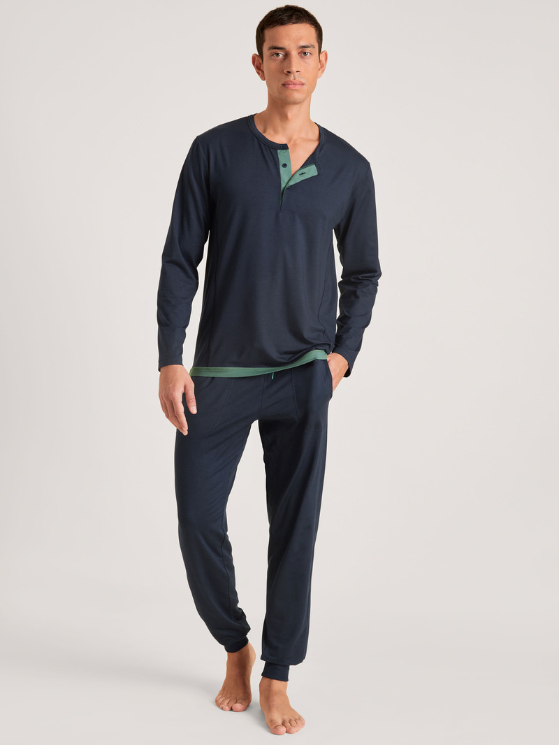 Dark Sapphire Calida Dsw Balancing Shirt Long-sleeve Men Sleepwear | JSNAH-3540