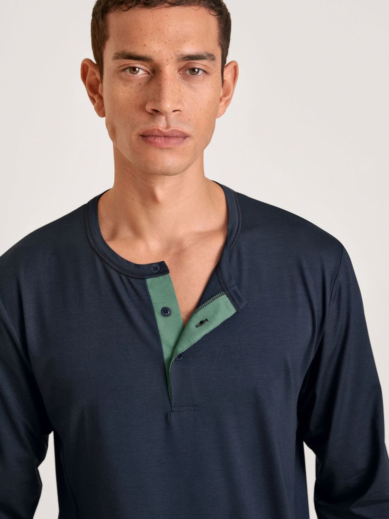 Dark Sapphire Calida Dsw Balancing Shirt Long-sleeve Men Sleepwear | JSNAH-3540