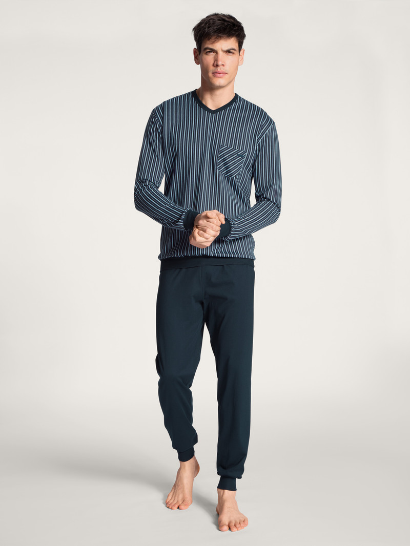 Dark Sapphire Calida Relax Imprint Pyjama With Cuff Men Sleepwear | JPHMX-5673