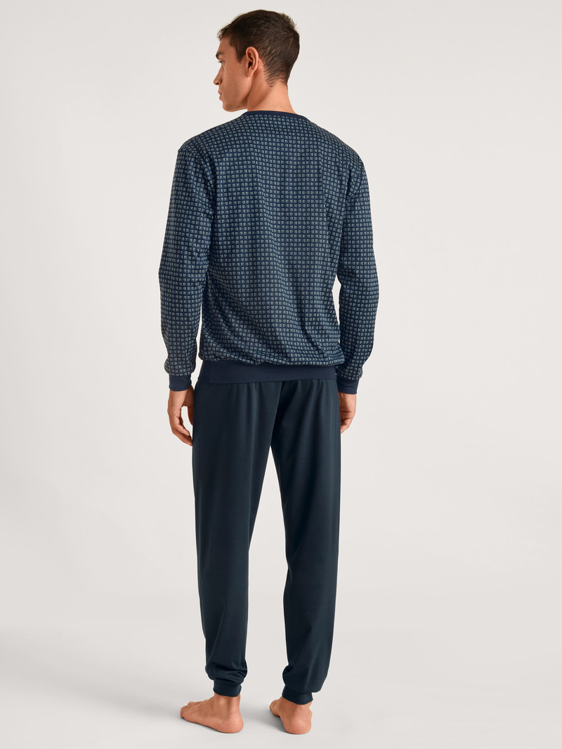 Dark Sapphire Calida Relax Selected 2 Pyjama With Cuff Men Sleepwear | INBSU-6250