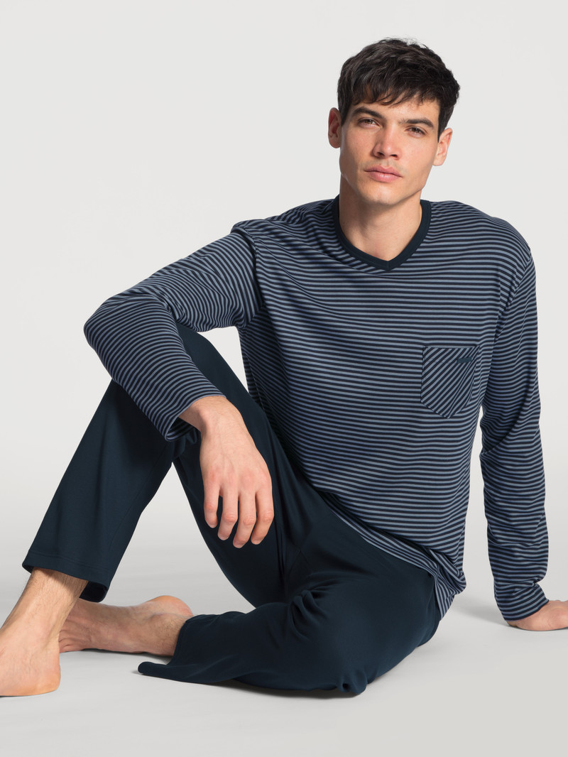 Dark Sapphire Calida Relax Streamline Pyjama Men Sleepwear | GVSXT-3581