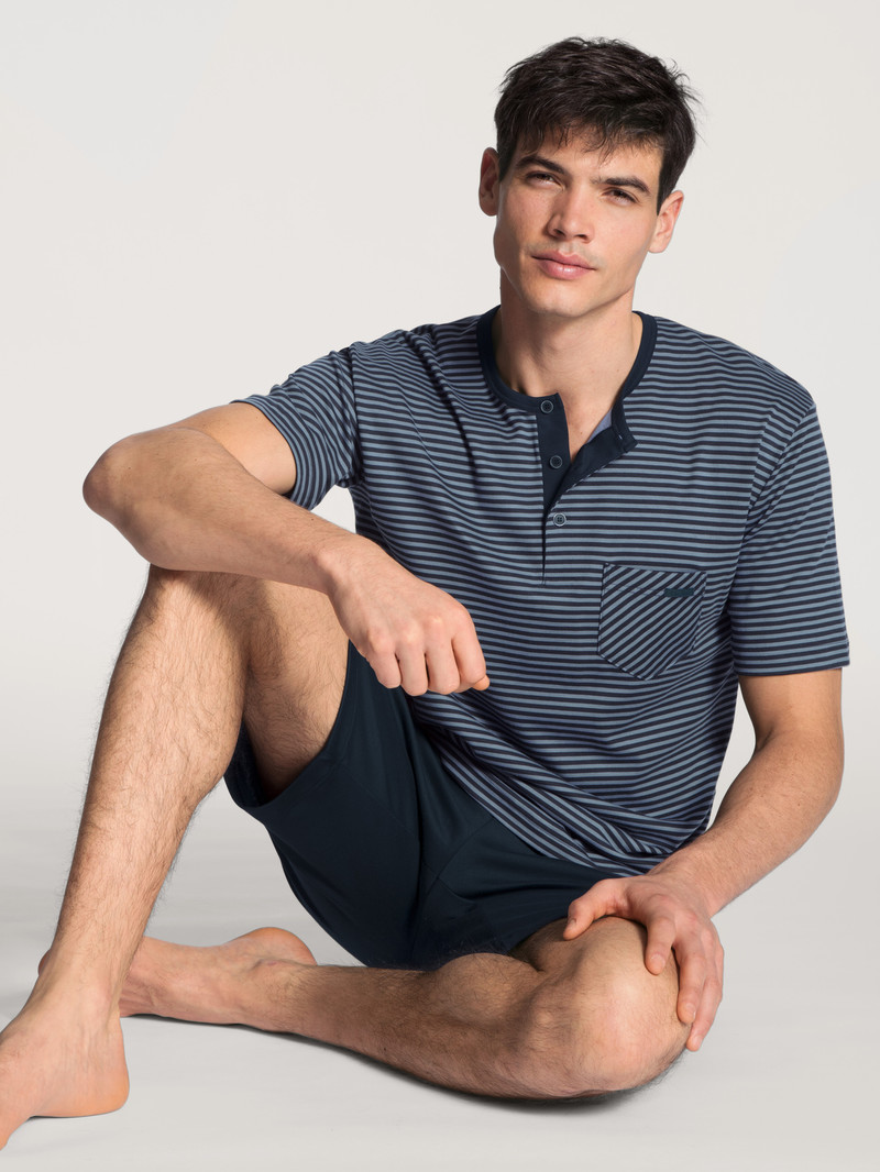 Dark Sapphire Calida Relax Streamline Short Pyjama Men Sleepwear | MJGVS-9650