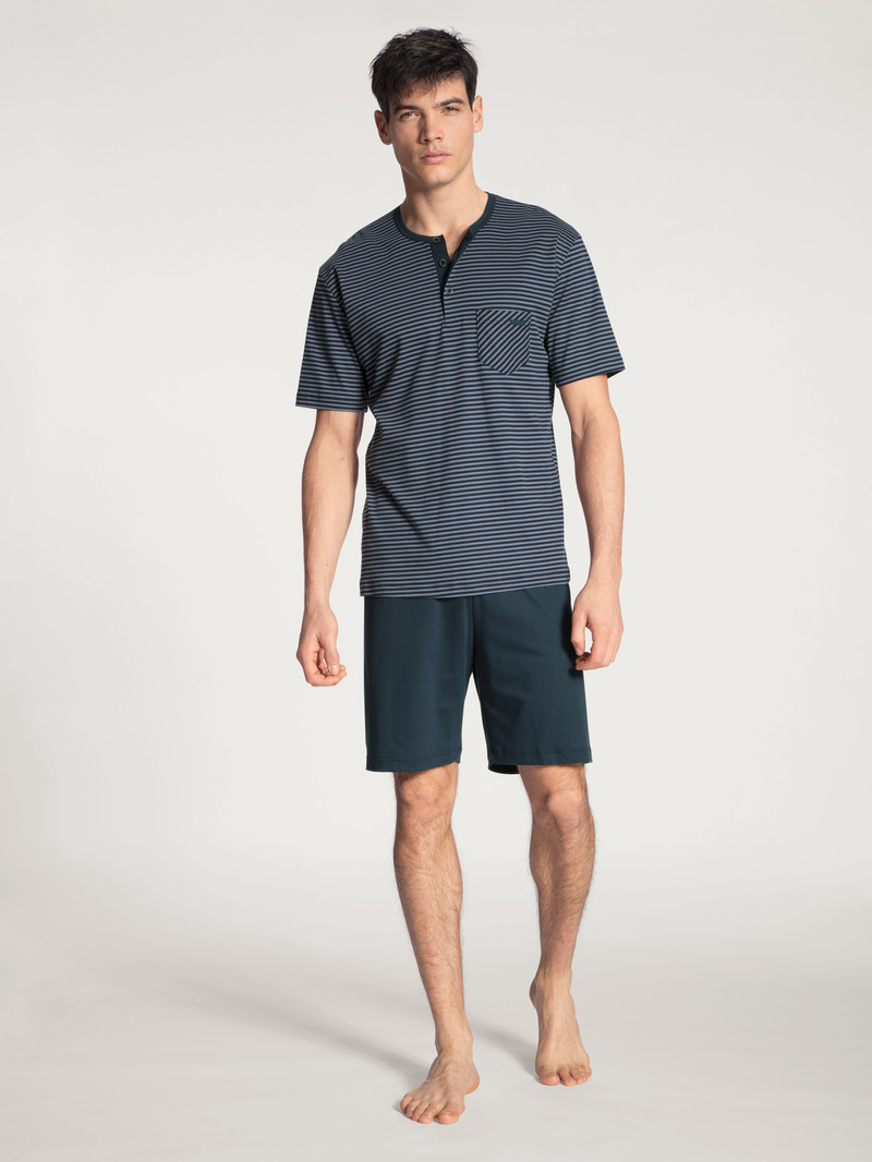 Dark Sapphire Calida Relax Streamline Short Pyjama Men Sleepwear | MJGVS-9650