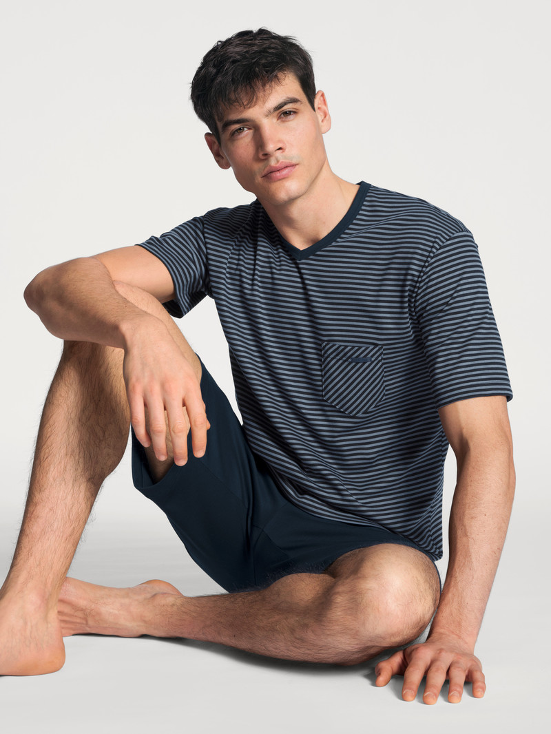 Dark Sapphire Calida Relax Streamline Short Pyjama Men Sleepwear | QIOYX-4071