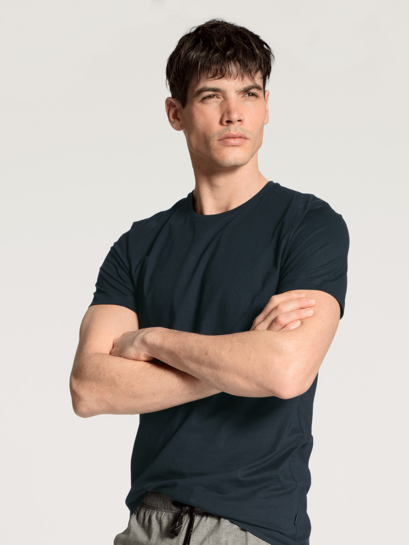 Dark Sapphire Calida Remix Basic Sleep T-shirt Men Sleepwear | DFRUP-4172