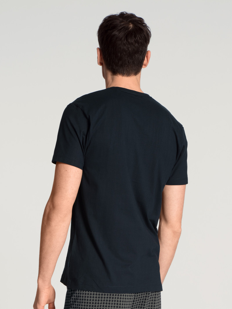 Dark Sapphire Calida Remix Basic Sleep V-shirt Men Sleepwear | GXRPM-4315