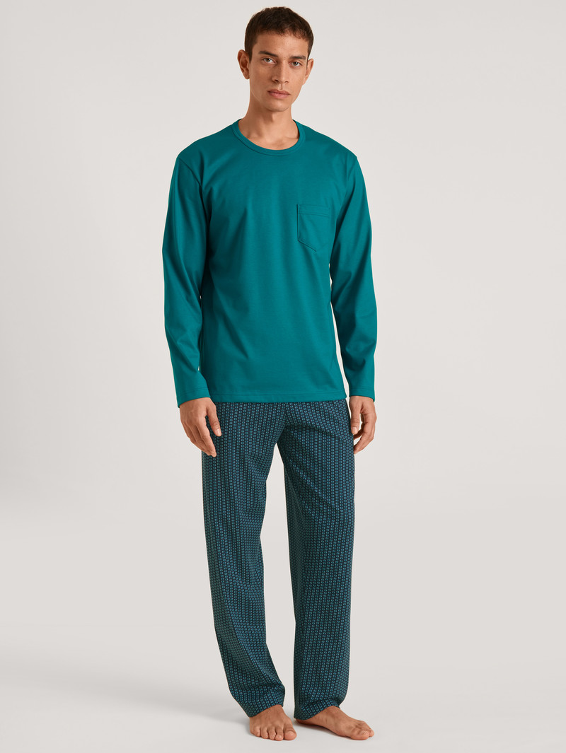 Deep Lagoon Green Calida Relax Imprint 2 Pyjama Men Sleepwear | HKCYN-0925