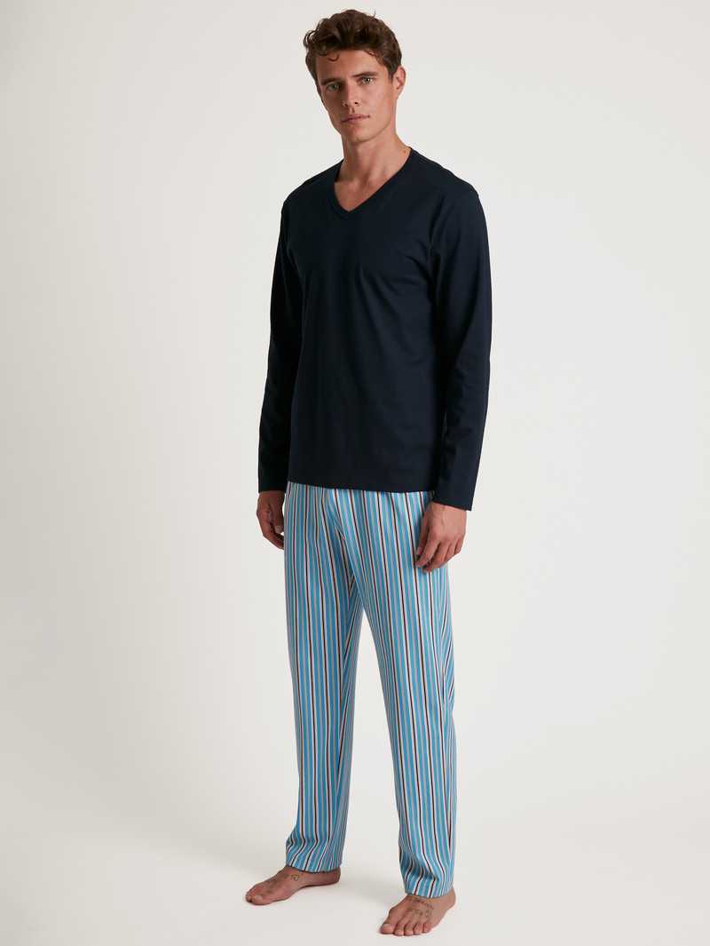 Dolphin Blue Calida Special Pyjama Men Sleepwear | MSROW-8719