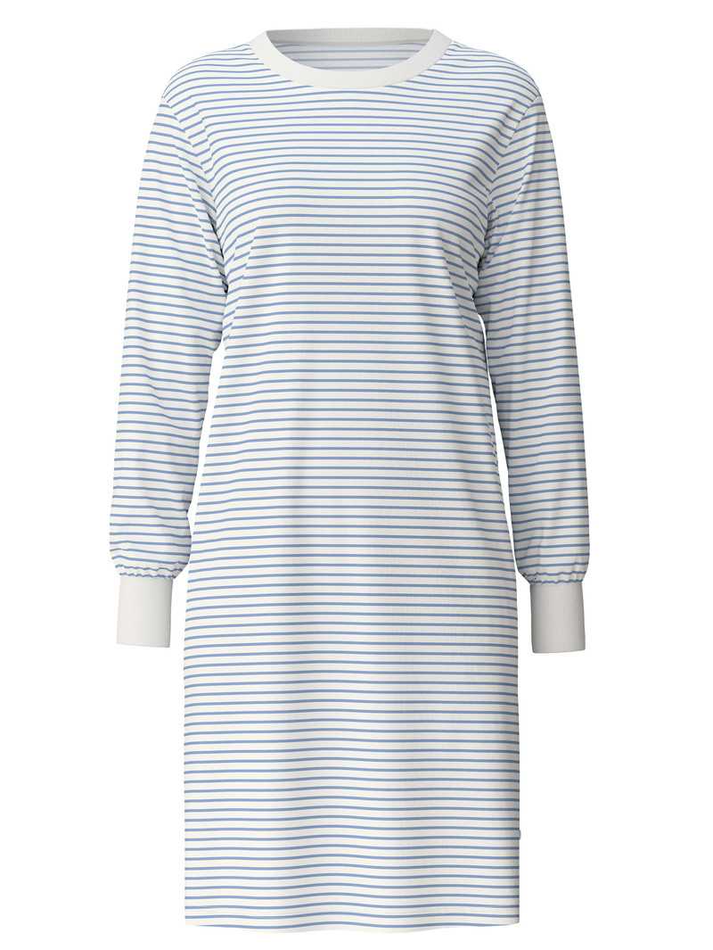 Endless Sky Calida Cotton Stripes Long-sleeved Nightdress, Length 100 Cm Women Sleepwear | XJBMD-5198