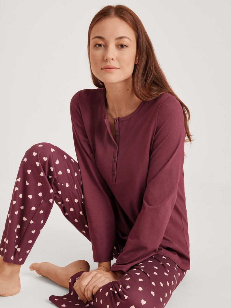 English Red Calida Lovely Nights Pyjama Women Sleepwear | YXIVE-9067