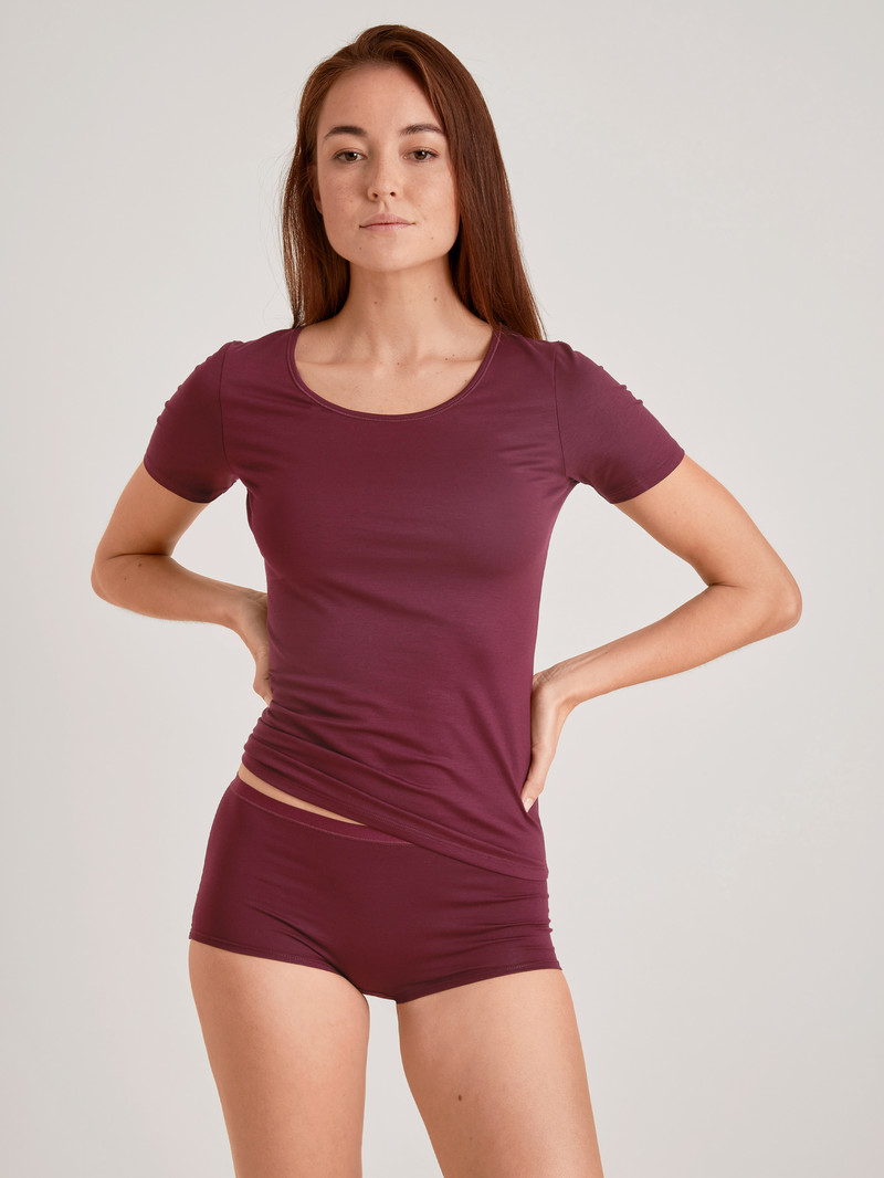 English Red Calida Natural Comfort Shirt Shortsleeve Women Underwear | TLSWI-7258