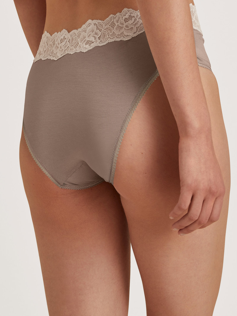 Etherea Taupe Calida Glamorous Lace Brief Women Underwear | ODISX-5164