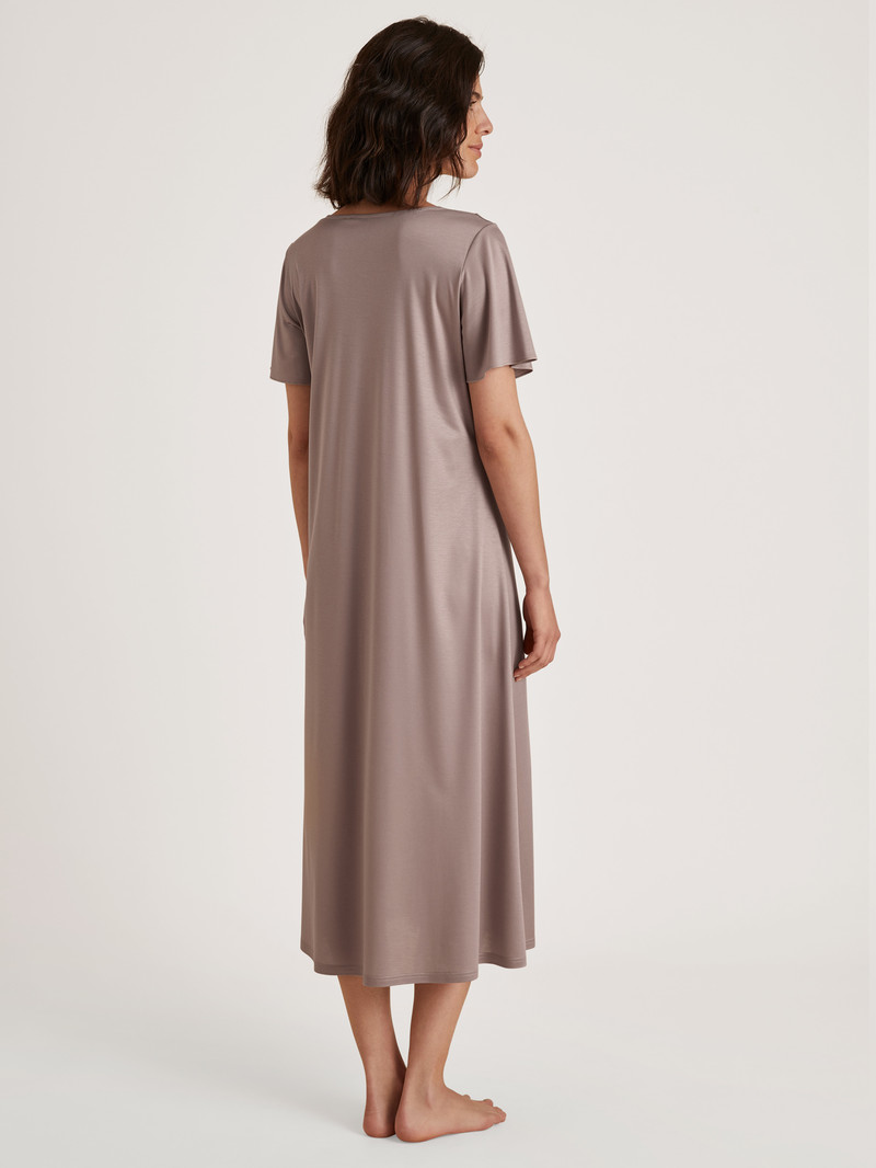 Etherea Taupe Calida Glamorous Nights Sleepshirt, Length 120 Cm Women Sleepwear | YOUXC-3620