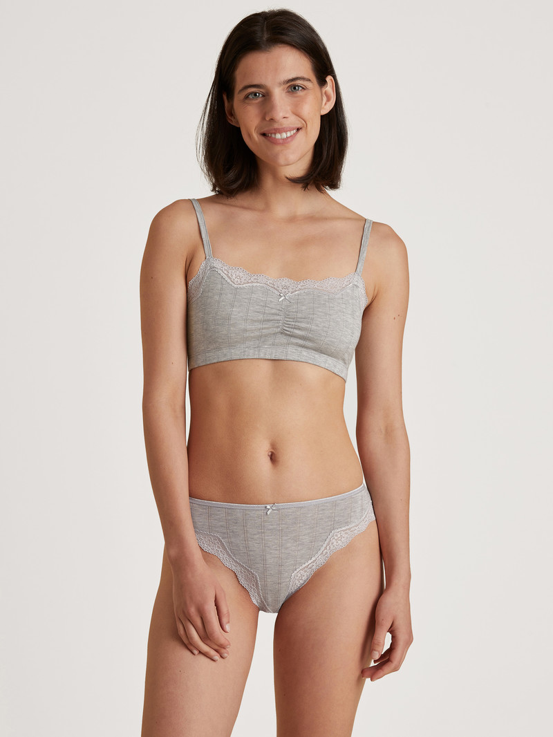 Grey Melange Calida Etude Toujours Brief, Regular Cut Women Underwear | BLPUA-5216