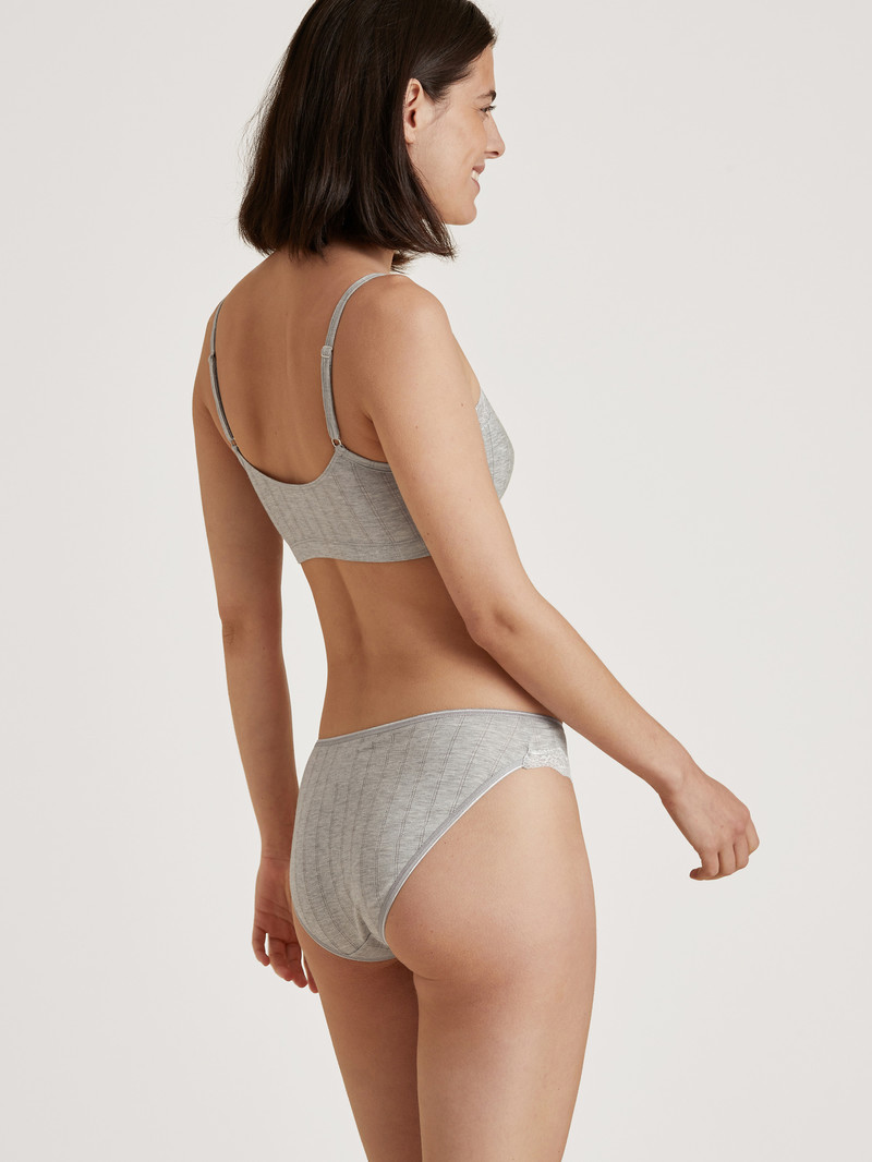 Grey Melange Calida Etude Toujours Brief, Regular Cut Women Underwear | BLPUA-5216