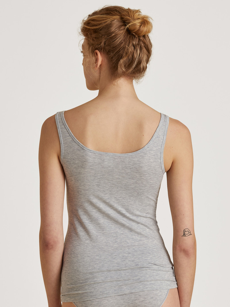 Grey Melange Calida Natural Comfort Tank Top Women Underwear | GCEYF-7364