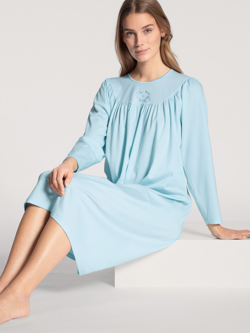 Hellblau Calida Soft Cotton Nightdress, Length 110 Cm Women Sleepwear | RWQHO-3670