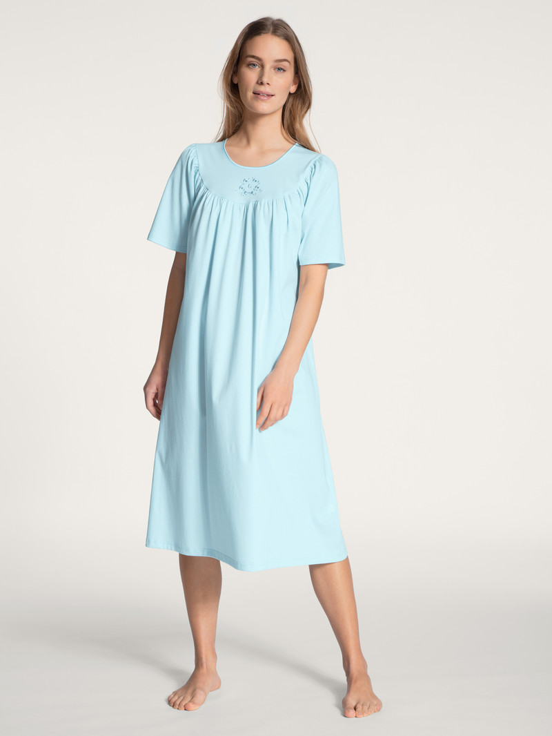 Hellblau Calida Soft Cotton Nightdress, Length 110cm Women Sleepwear | PNOJQ-4317